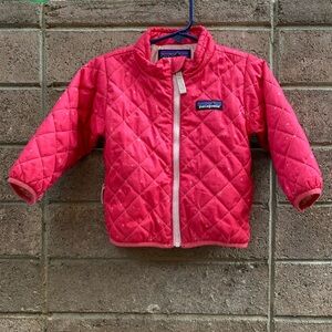 Patagonia bright pink quilted puffer. 6-12 months